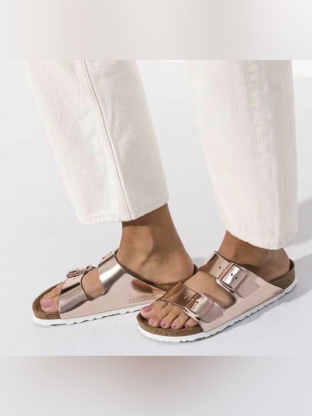 Women’s metallic copper Birkenstocks size 8